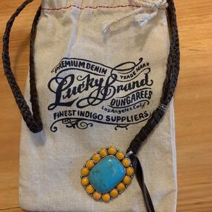 Lucky brand turquoise & leather necklace